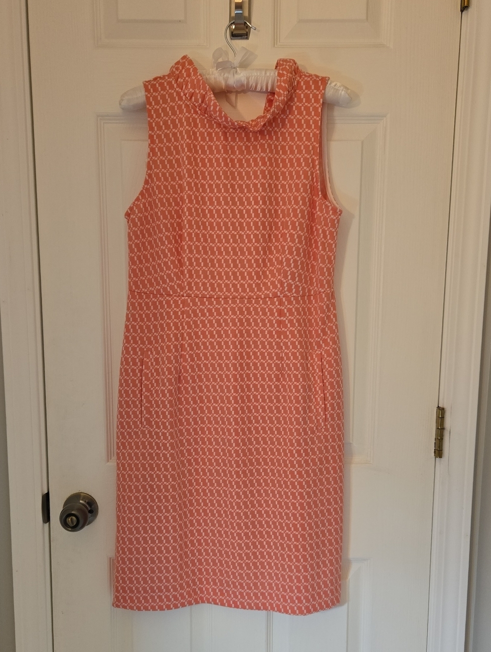 Tyler Boe Coral & White Sleeveless Shift Dress